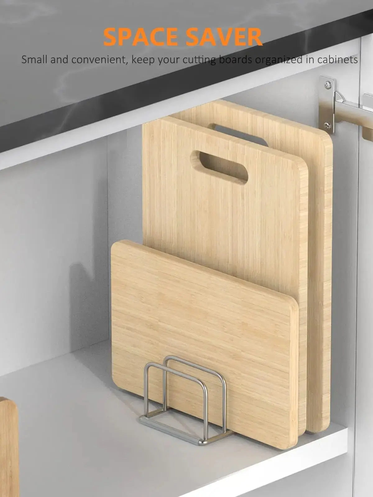 Küchenschrank-Organizer, Kochgeschirrhalter aus Stahl, geteilter Halter mit 5 Fächern für Pfannen, Backblech und Schneidebrett-Rack –