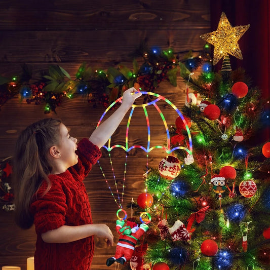 Weihnachtsdekorationen für den Außenbereich, Weihnachtsfallschirmlichter, Weihnachtsmann, zum Aufhängen, mehrfarbige Weihnachtslichter, Urlaub, dekorativ für den Innenbereich