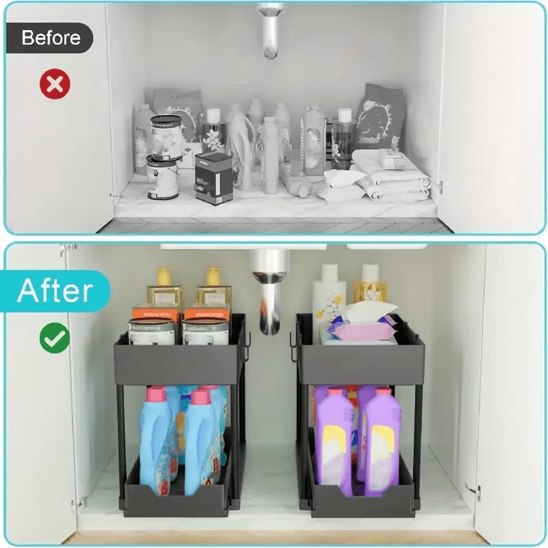 1-teiliger Untertisch-Organizer mit Schublade und 2-stöckigem Auszugskorb