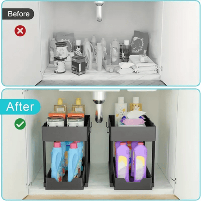 1-teiliger Untertisch-Organizer mit Schublade und 2-stöckigem Auszugskorb