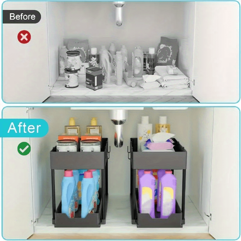 1-teiliger Untertisch-Organizer mit Schublade und 2-stöckigem Auszugskorb