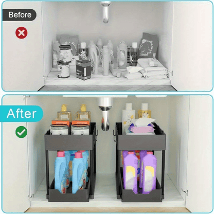 1-teiliger Untertisch-Organizer mit Schublade und 2-stöckigem Auszugskorb