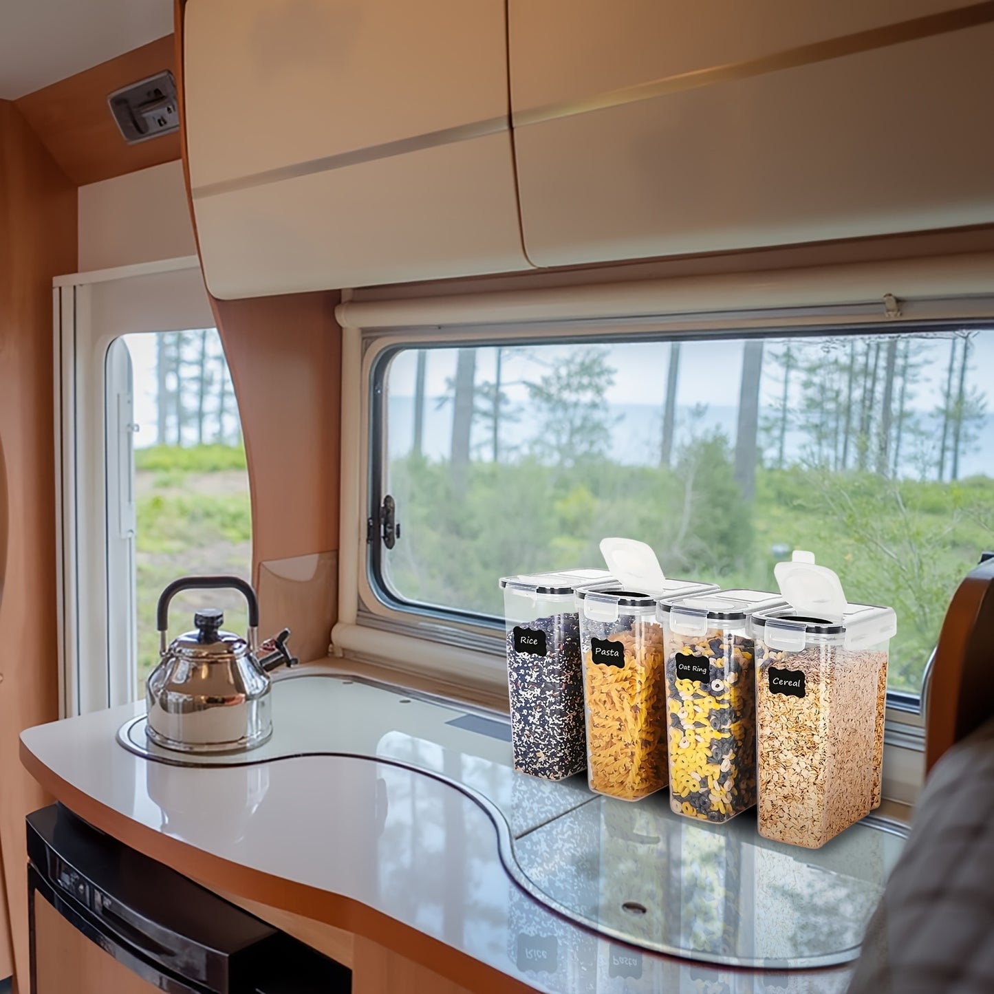 2er-/4er-Pack BPA-freie, luftdichte Kunststoff-Vorratsdosen, 2,5 l/88 oz – 4er-Set mit Etiketten