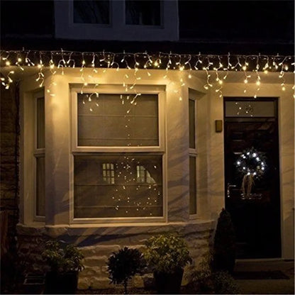 Weihnachtsbeleuchtung Wasserfall Außendekoration 5M Droop 0,4-0,6m LED-Leuchten Vorhang Lichterketten Party Ggarden Traufe Dekoration