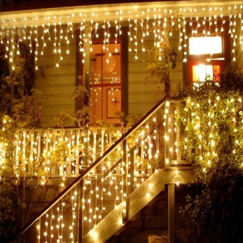 Weihnachts beleuchtung Außen dekoration 4m Droop 0,4-0,6 m LED Vorhang Eiszapfen Lichterketten Garten Weihnachts feier dekorative Lichter