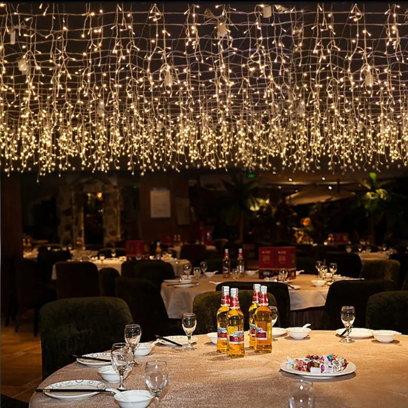 Weihnachts beleuchtung Außen dekoration 4m Droop 0,4-0,6 m LED Vorhang Eiszapfen Lichterketten Garten Weihnachts feier dekorative Lichter