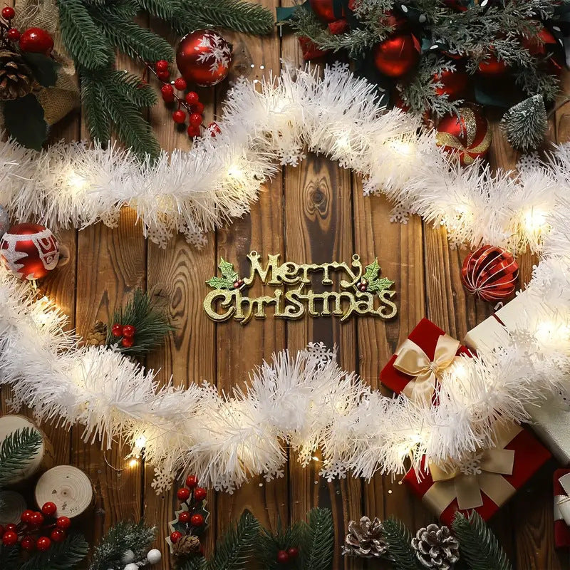 Weihnachtsbaumschmuck, Weihnachts-Lametta-Girlande, metallisch glänzende Girlande für Weihnachten, Heim- und Wohnzimmerdekoration