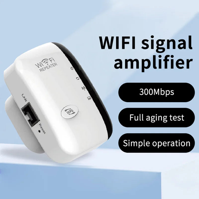 Drahtloser Repeater, WiFi-Signalverstärker, EU-US-Heimrouter, 300 m Wandpenetration, große Entfernungen, kompatibel mit mehreren Geräten