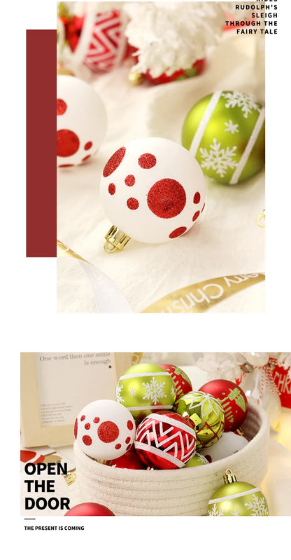 Neue Weihnachtsdekorationen, 16, rot, grün und weiß, Kugelornamente, Weihnachtsbaum-Hängedekorationen, Heimparty, dekorative Stücke