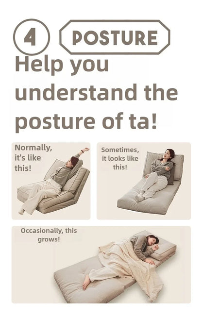 Faules Sofa, Wohnzimmer im cremigen Stil, faltbares Doppelzweck-Einzelsofa