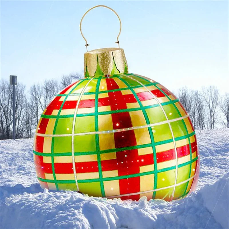 2024 Weihnachten 60 cm Outdoor Aufblasbare Ball PVC Riesige Große Kugel Baum Ornament Outdoor Spielzeug Ball Weihnachten Geschenk Ornament 2025
