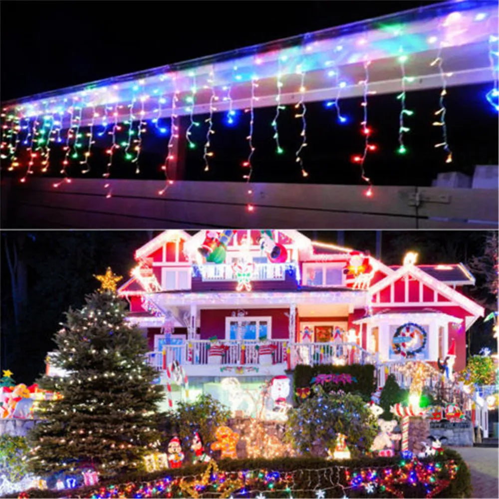 Weihnachten Lichter Wasserfall Outdoor Dekoration 5M Droop 0,4-0,6 m Led-leuchten Vorhang String Lichter Party Ggarden Traufe dekoration