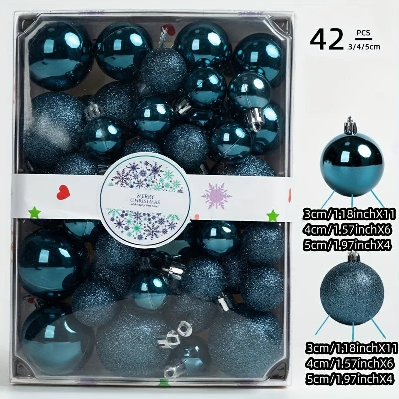 42 Weihnachtskugeln, Weihnachtsbaumschmuck, hängende Kugeln in verschiedenen Farben, dekorative Weihnachtskugeln und Weihnachtsdekoration
