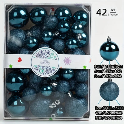 42 Weihnachtskugeln, Weihnachtsbaumschmuck, hängende Kugeln in verschiedenen Farben, dekorative Weihnachtskugeln und Weihnachtsdekoration