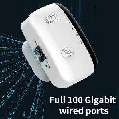 Drahtloser Repeater, WiFi-Signalverstärker, EU-US-Heimrouter, 300 m Wandpenetration, große Entfernungen, kompatibel mit mehreren Geräten