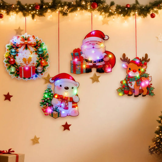 Leuchtende Tür-Hängedekorationen, Weihnachten, Zuhause, DIY, bunte Lichter, Schneemann-Szenen-Arrangement, hängende Dekorationen