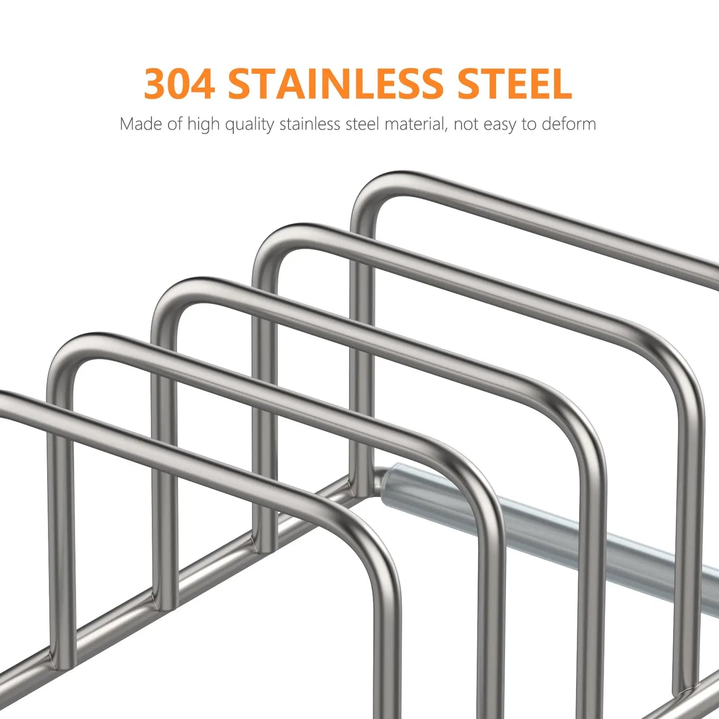 Küchenschrank-Organizer, Kochgeschirrhalter aus Stahl, geteilter Halter mit 5 Fächern für Pfannen, Backblech und Schneidebrett-Rack –