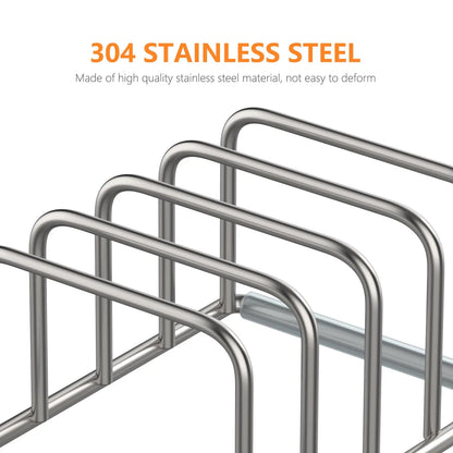 Küchenschrank-Organizer, Kochgeschirrhalter aus Stahl, geteilter Halter mit 5 Fächern für Pfannen, Backblech und Schneidebrett-Rack –