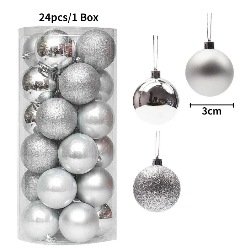 36 Stücke 3 CM Weihnachtskugeln Weihnachtsbaum Dekoration Anhänger für Home Party Decor 2025 Neujahr Navidad Geschenke Ornamente Zubehör