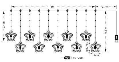 Weihnachten LED Streifen Lichter Zimmer Girlande LED Vorhang Lampe USB-Stecker Weihnachts dekoration Lichter für Schlafzimmer Wohnzimmer Fenster