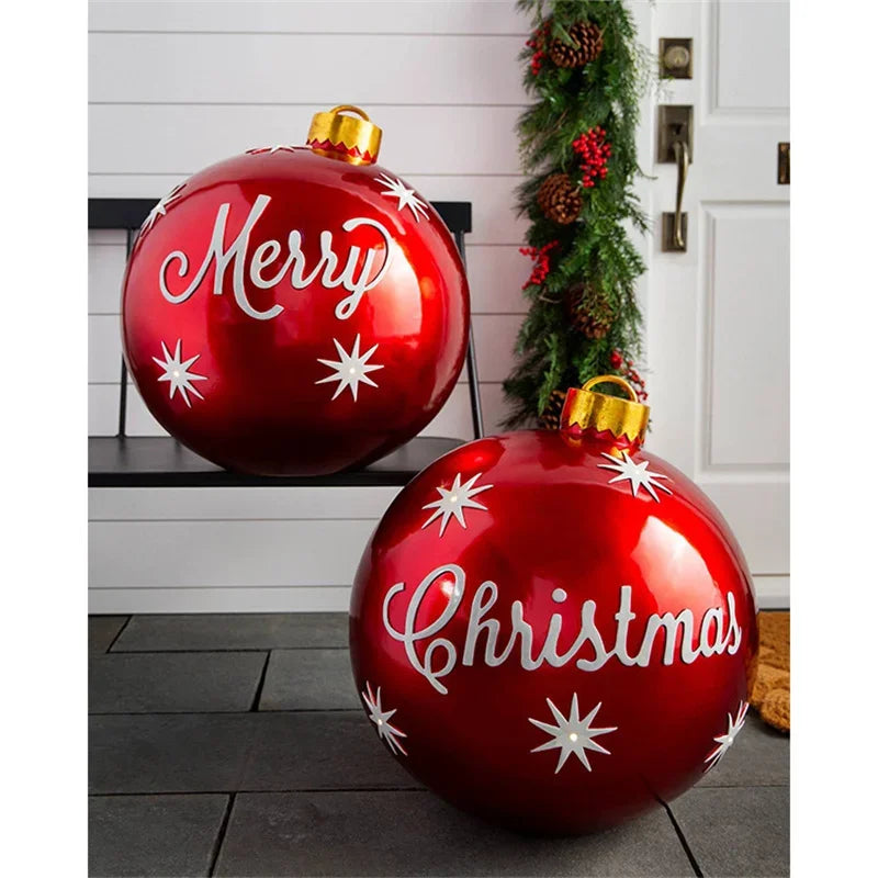 2024 Weihnachten 60 cm Outdoor Aufblasbare Ball PVC Riesige Große Kugel Baum Ornament Outdoor Spielzeug Ball Weihnachten Geschenk Ornament 2025