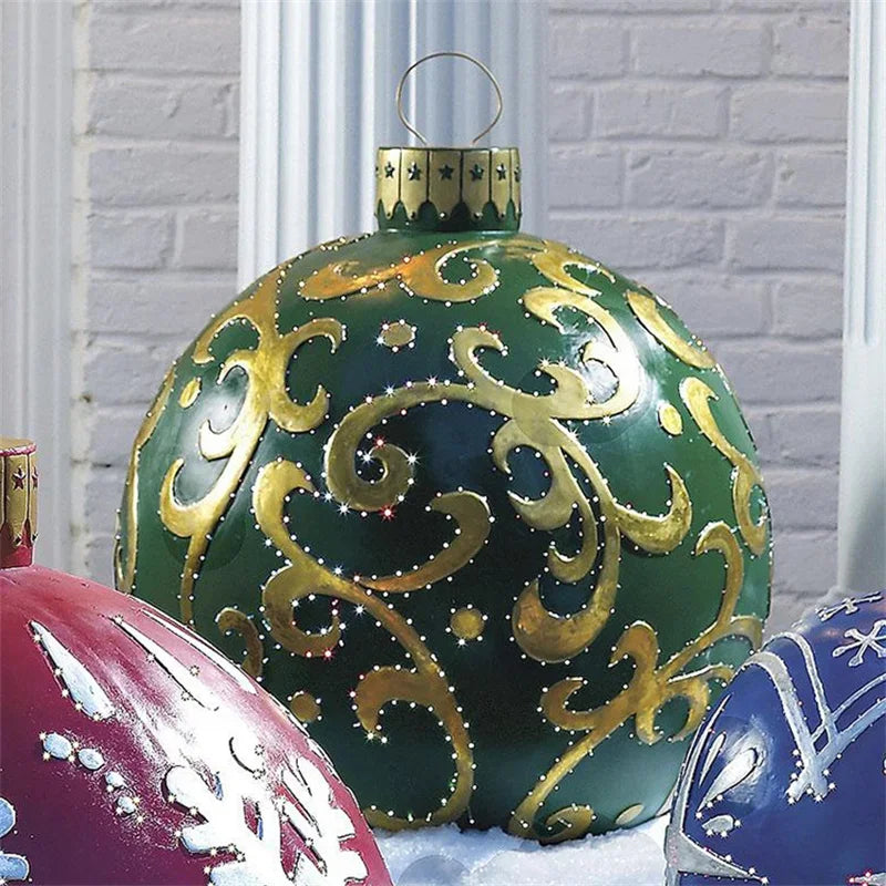2024 Weihnachten 60 cm Outdoor Aufblasbare Ball PVC Riesige Große Kugel Baum Ornament Outdoor Spielzeug Ball Weihnachten Geschenk Ornament 2025