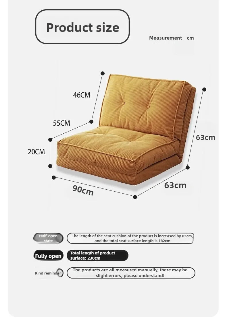 Faules Sofa, Wohnzimmer im cremigen Stil, faltbares Doppelzweck-Einzelsofa