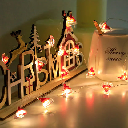 Weihnachtsbeleuchtung 2M 20LED Lichterkette Weihnachtsmann Schneeflocke Lichterketten batteriebetrieben für Zuhause Wohnzimmer Weihnachtsdekoration Lampe