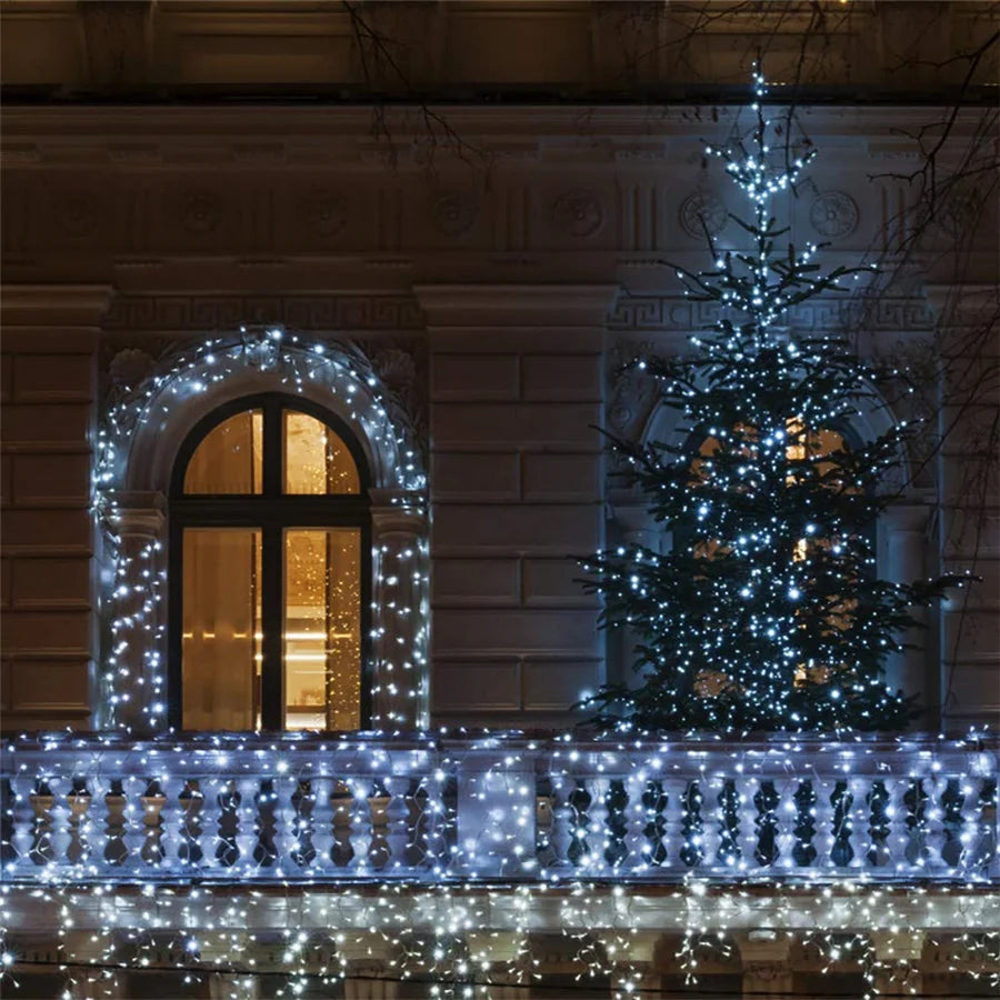 2024 Neujahr Weihnachts dekoration Lichterketten 10m 30m 50m Outdoor Girlande Lichterketten für Hochzeits feier Gartenbaum Straße