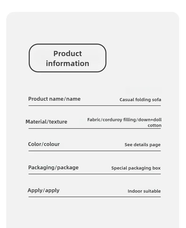 Faules Sofa, Wohnzimmer im cremigen Stil, faltbares Doppelzweck-Einzelsofa