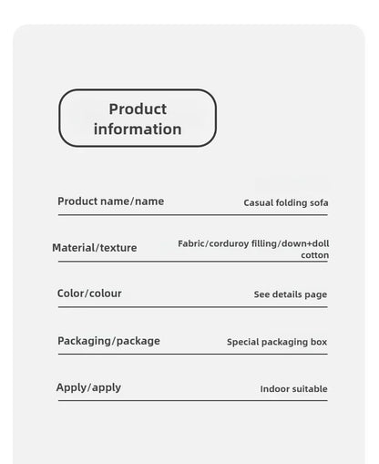 Faules Sofa, Wohnzimmer im cremigen Stil, faltbares Doppelzweck-Einzelsofa