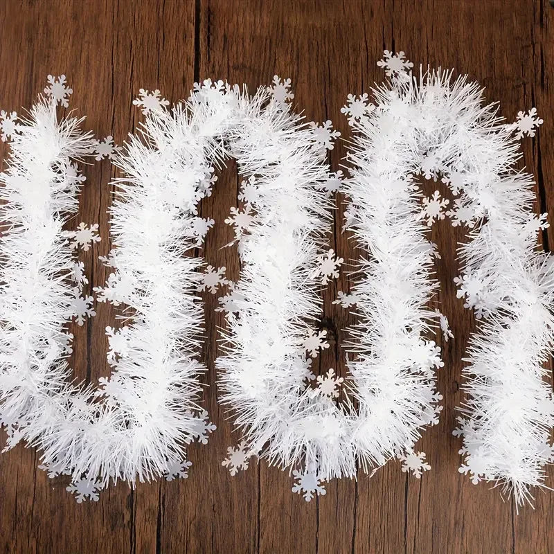 Weihnachtsbaumschmuck, Weihnachts-Lametta-Girlande, metallisch glänzende Girlande für Weihnachten, Heim- und Wohnzimmerdekoration