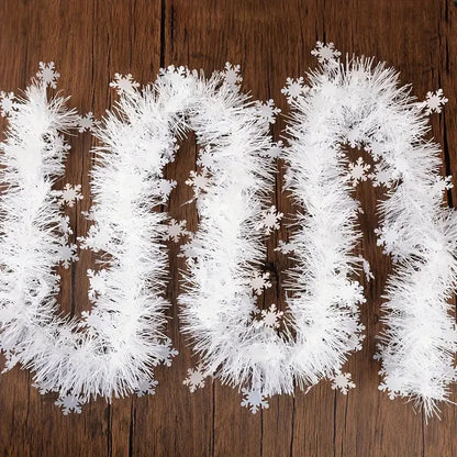 Weihnachtsbaumschmuck, Weihnachts-Lametta-Girlande, metallisch glänzende Girlande für Weihnachten, Heim- und Wohnzimmerdekoration