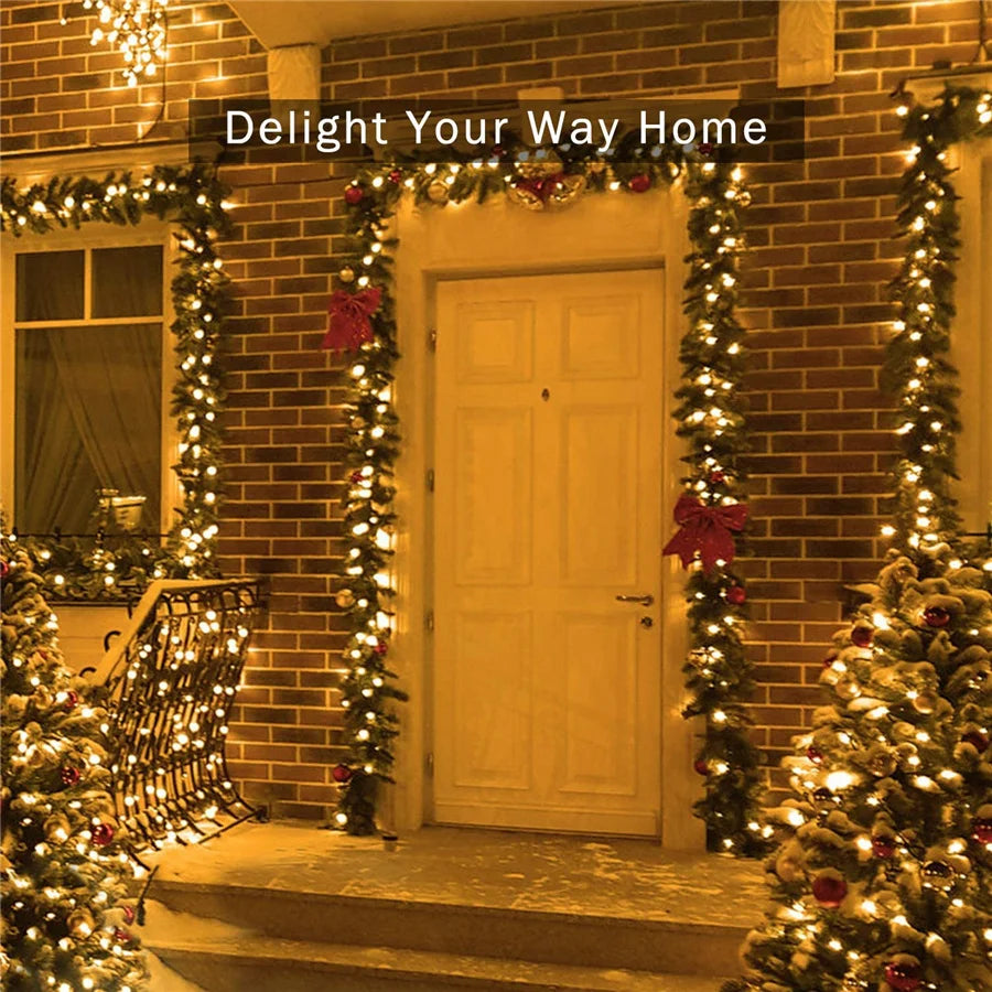 2024 Neujahr Weihnachts dekoration Lichterketten 10m 30m 50m Outdoor Girlande Lichterketten für Hochzeits feier Gartenbaum Straße