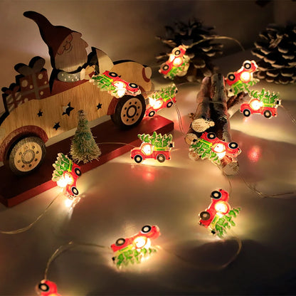 Weihnachtsbeleuchtung 2M 20LED Lichterkette Weihnachtsmann Schneeflocke Lichterketten batteriebetrieben für Zuhause Wohnzimmer Weihnachtsdekoration Lampe