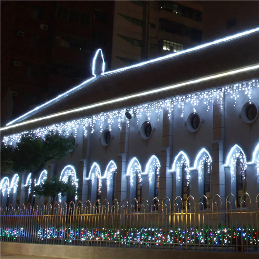 Weihnachten Lichter Wasserfall Outdoor Dekoration 5M Droop 0,4-0,6 m Led-leuchten Vorhang String Lichter Party Ggarden Traufe dekoration