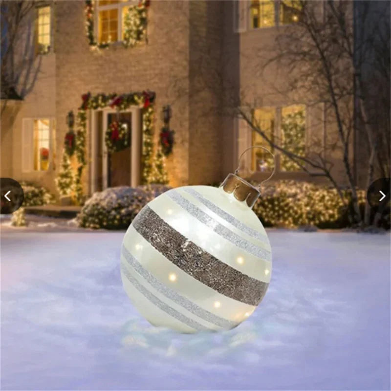 2024 Weihnachten 60 cm Outdoor Aufblasbare Ball PVC Riesige Große Kugel Baum Ornament Outdoor Spielzeug Ball Weihnachten Geschenk Ornament 2025
