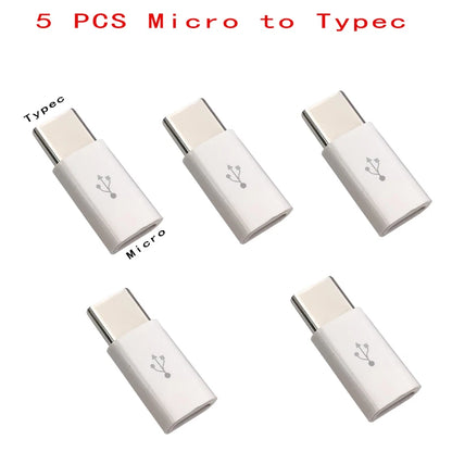 1PCS/5PCS Micro USB Buchse Auf Typ C Stecker Adapter Handy Android Konverter Micro-B Zu USB-C Daten Kabel Stecker