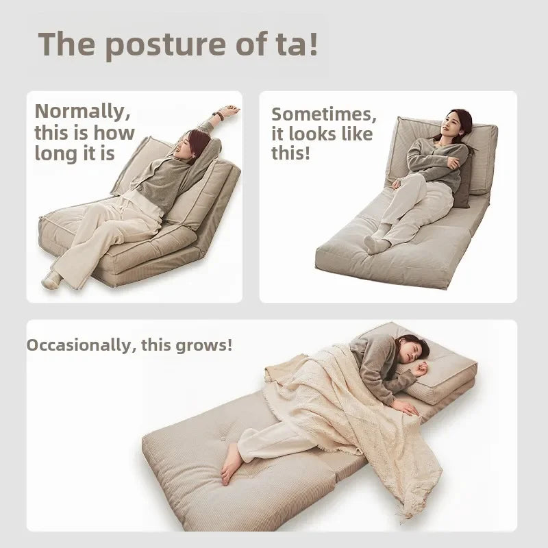 Faules Sofa, Wohnzimmer im cremigen Stil, faltbares Doppelzweck-Einzelsofa