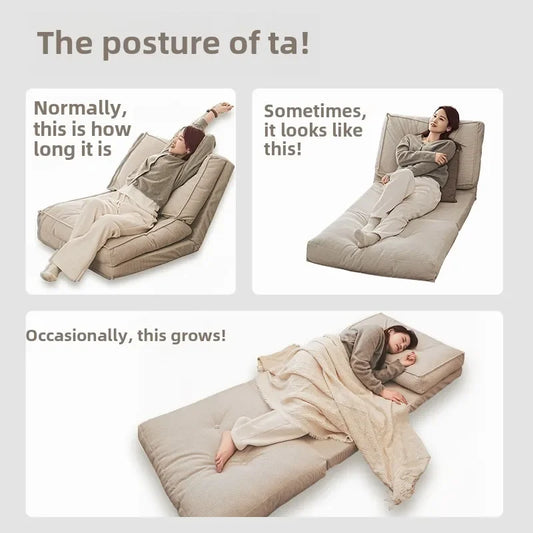 Faules Sofa, Wohnzimmer im cremigen Stil, faltbares Doppelzweck-Einzelsofa