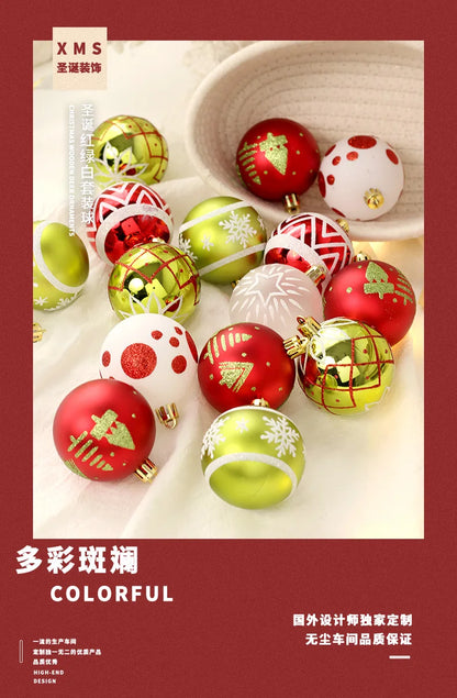 Neue Weihnachtsdekorationen, 16, rot, grün und weiß, Kugelornamente, Weihnachtsbaum-Hängedekorationen, Heimparty, dekorative Stücke
