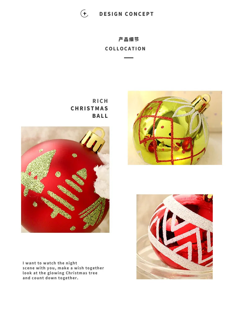 Neue Weihnachtsdekorationen, 16, rot, grün und weiß, Kugelornamente, Weihnachtsbaum-Hängedekorationen, Heimparty, dekorative Stücke