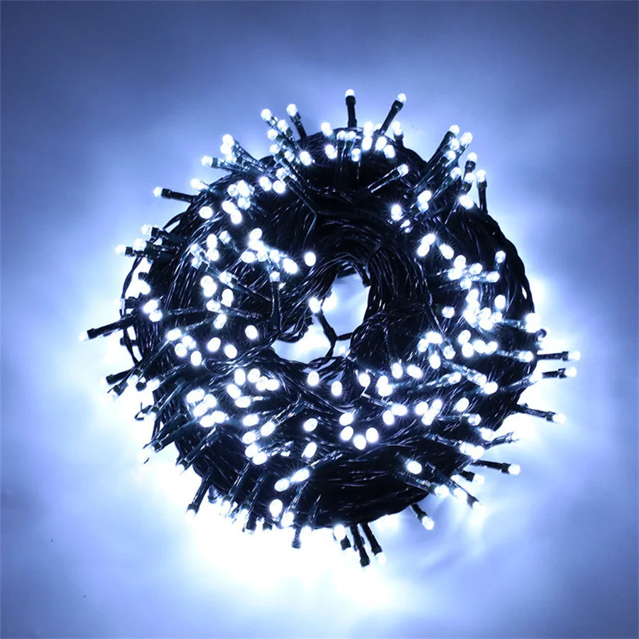 2024 Neujahr Weihnachts dekoration Lichterketten 10m 30m 50m Outdoor Girlande Lichterketten für Hochzeits feier Gartenbaum Straße