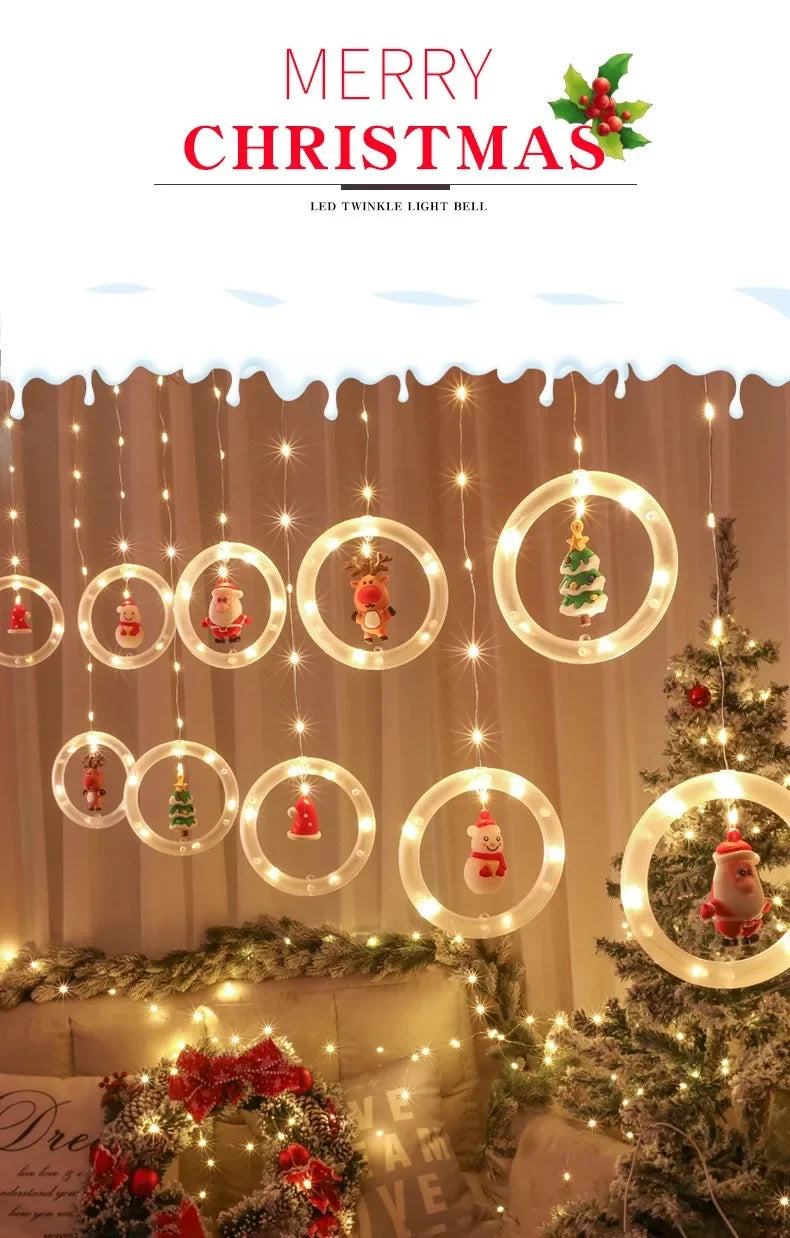 Weihnachten LED Streifen Lichter Zimmer Girlande LED Vorhang Lampe USB-Stecker Weihnachts dekoration Lichter für Schlafzimmer Wohnzimmer Fenster