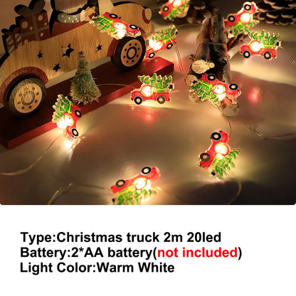 Weihnachtsbeleuchtung 2M 20LED Lichterkette Weihnachtsmann Schneeflocke Lichterketten batteriebetrieben für Zuhause Wohnzimmer Weihnachtsdekoration Lampe