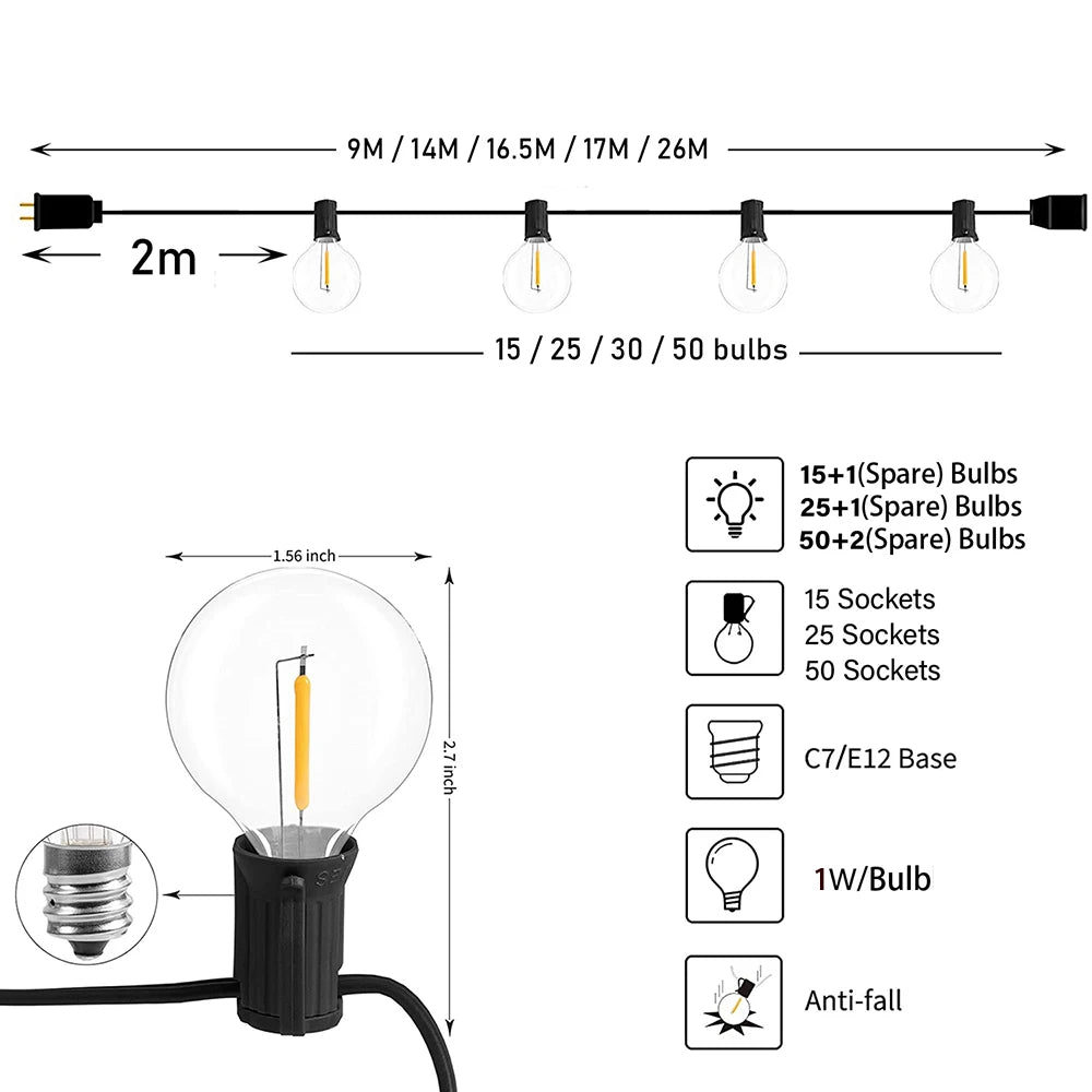 G40 LED Globe String Lights
