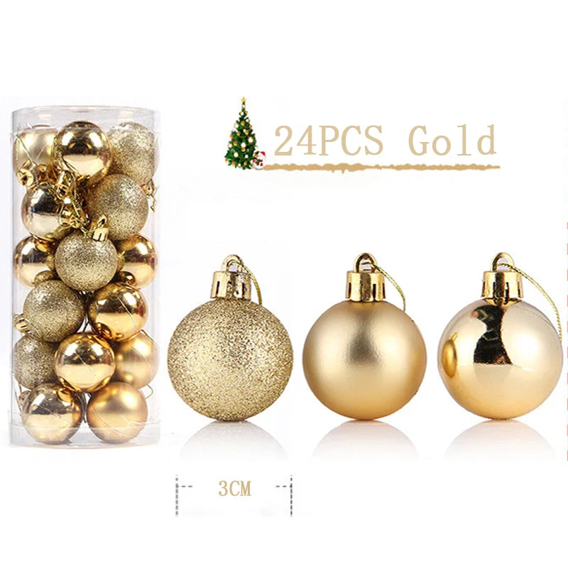 24 Stück Weihnachtskugeln Weihnachtsbaum Dekoration Weihnachtsbaum Ornamente Hängende Kugel Weihnachtsbaum Zubehör Heimdekoration