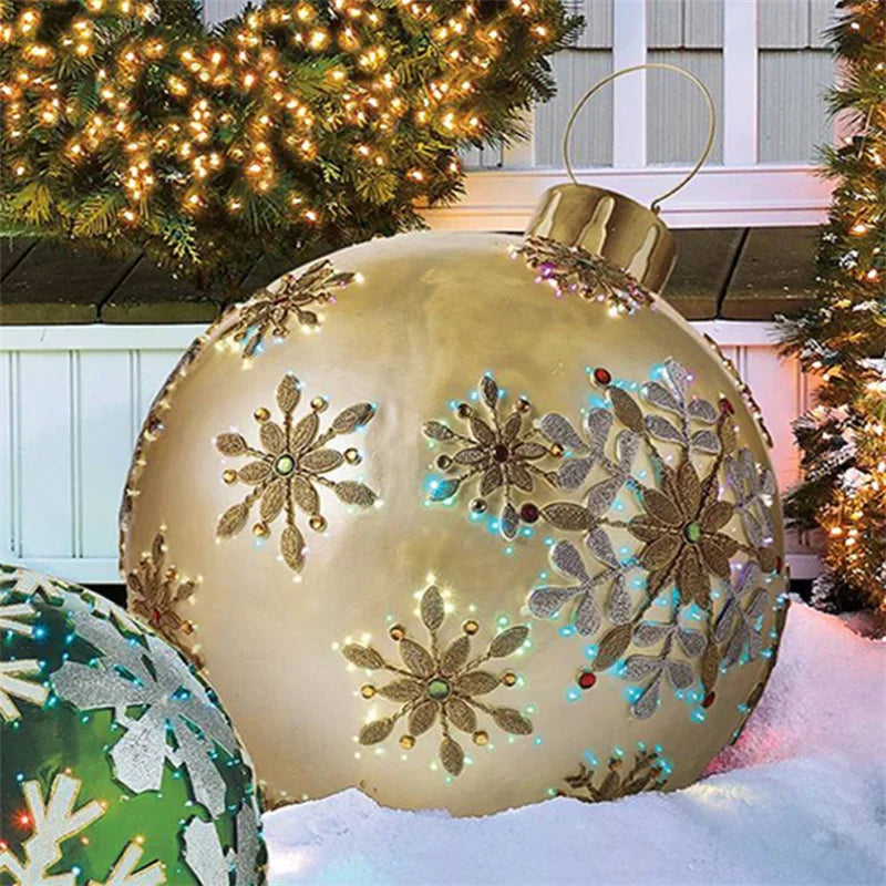 2024 Weihnachten 60 cm Outdoor Aufblasbare Ball PVC Riesige Große Kugel Baum Ornament Outdoor Spielzeug Ball Weihnachten Geschenk Ornament 2025