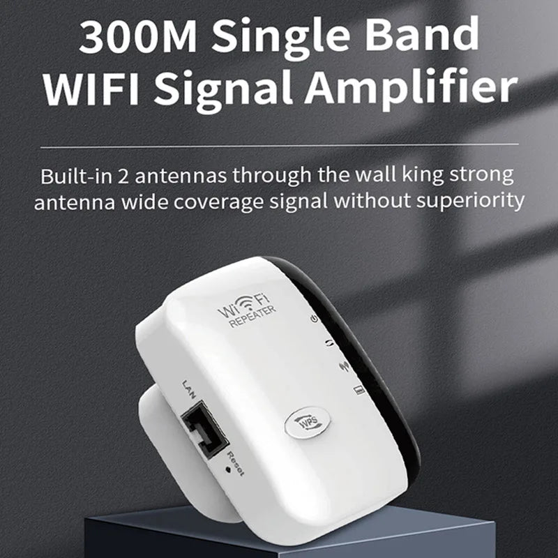 Drahtloser Repeater, WiFi-Signalverstärker, EU-US-Heimrouter, 300 m Wandpenetration, große Entfernungen, kompatibel mit mehreren Geräten