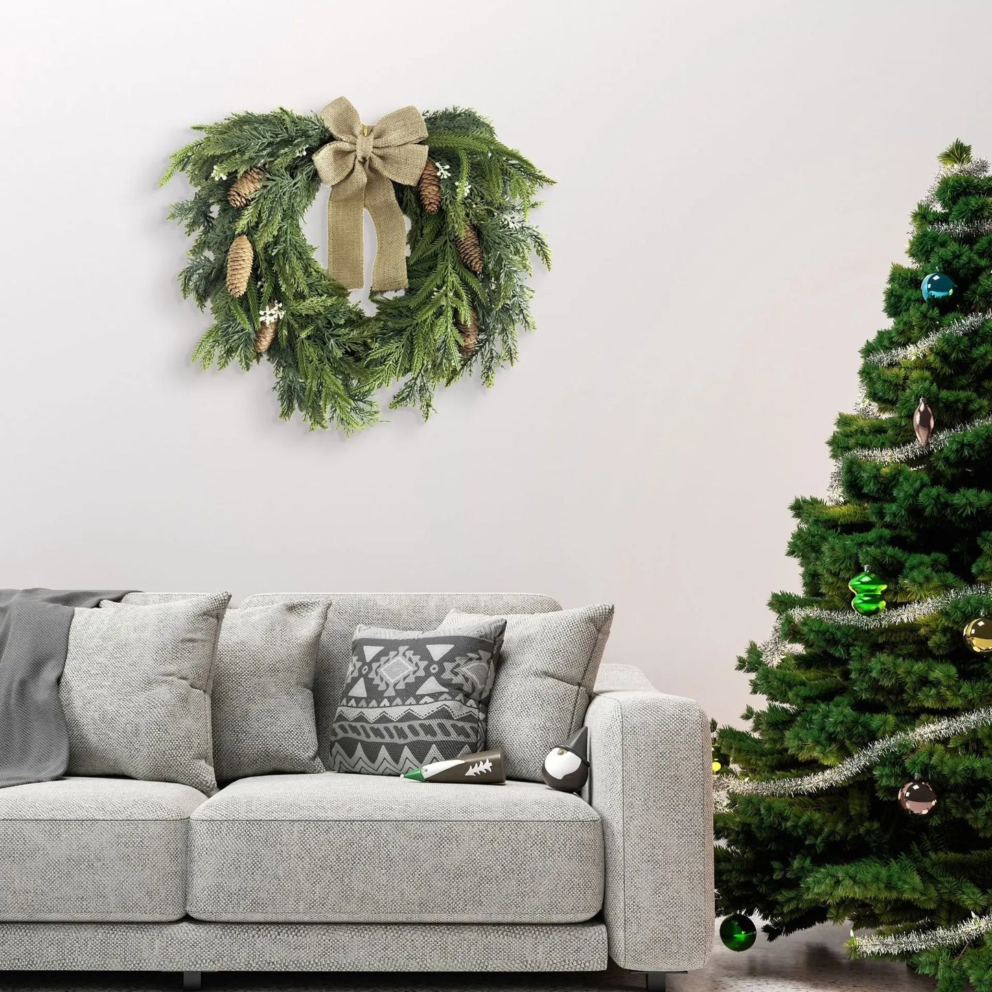 Weihnachtskranz, dekorativ, zum Aufhängen, Weihnachtsdekoration, Haustür, zum Aufhängen, Szenenarrangement, Treppe, umgedreht